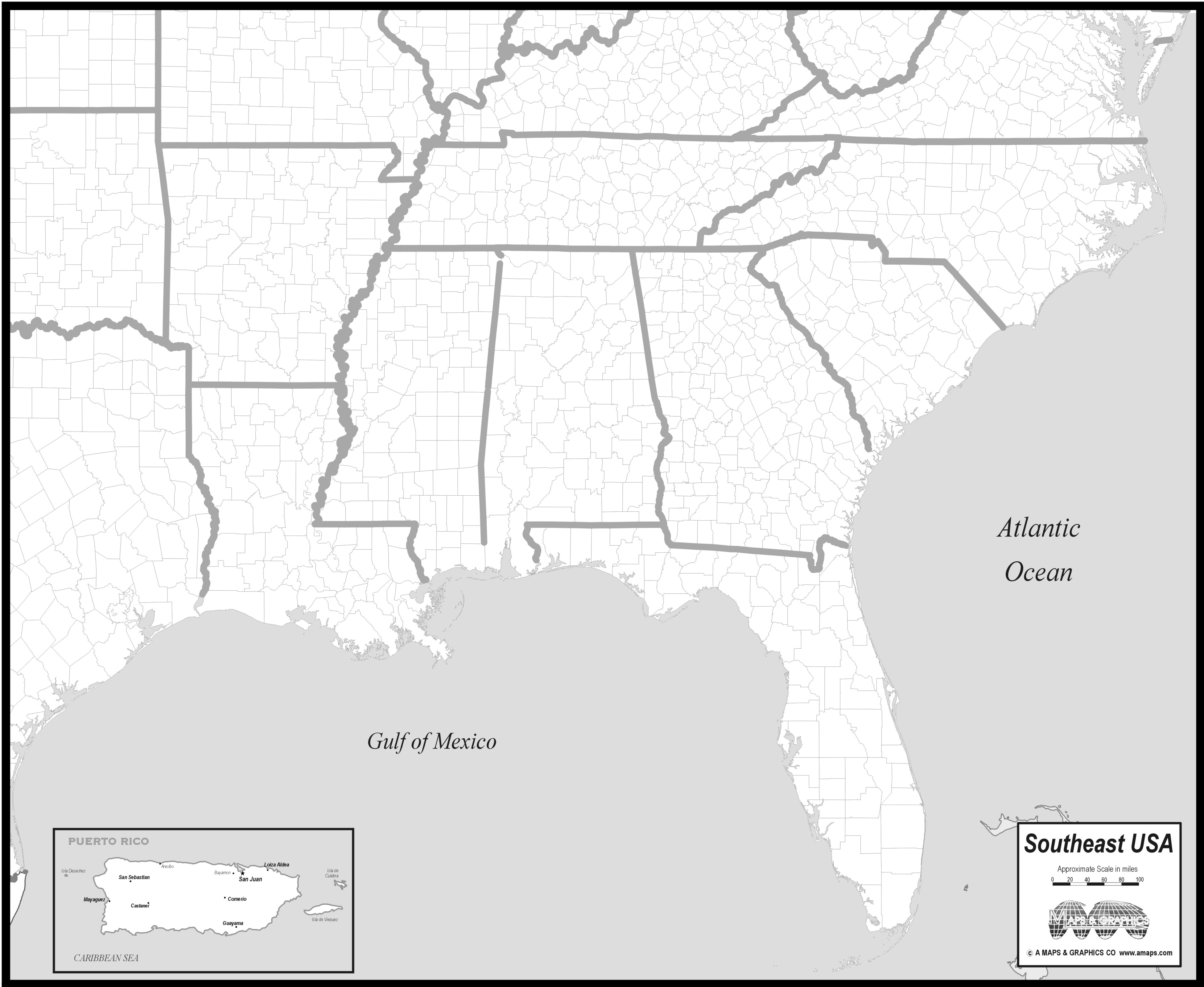 FREE MAP OF SOUTHEAST STATES